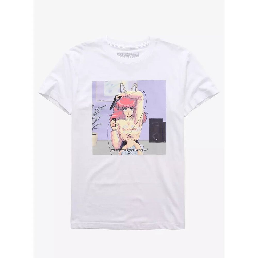 Get Lost Perv Anime Master System Graphic T-Shirt White Small Retro Gaming Tee